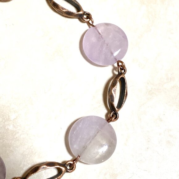 2/$20, Natural Violet Amethyst Bracelet, Genuine Gemstone + Copper Link - Picture 3 of 9